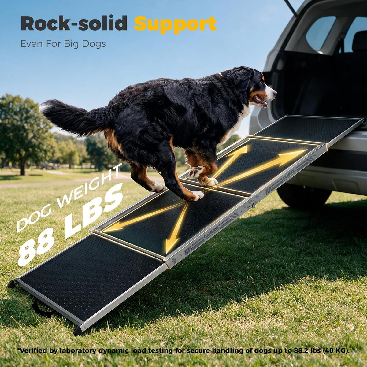 CAMMOO Dog Ramp for Car, 73''L x 20''W Foldable Pet Ramp for Large Dogs