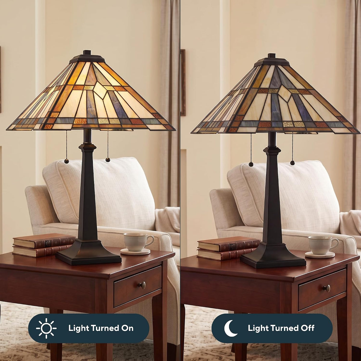 Quoizel Winchester 25" Matte Black Tiffany-Style Table Lamp