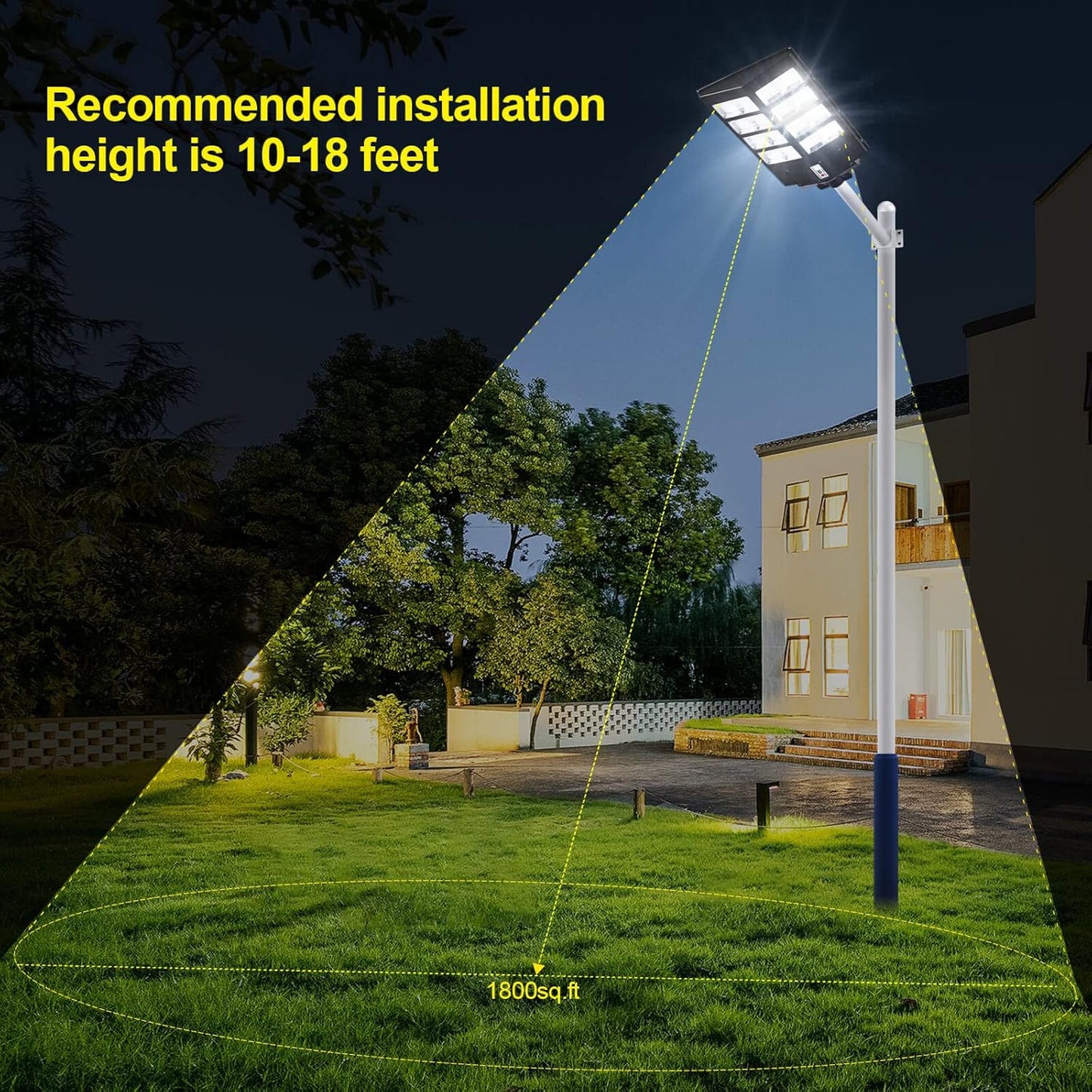 Aihanfir 600W Led Solar Street Light Outdoor Waterproof, with Motion Sensor and Remote Control for Parking Lot Lights Commercial, Yard, Road-15W