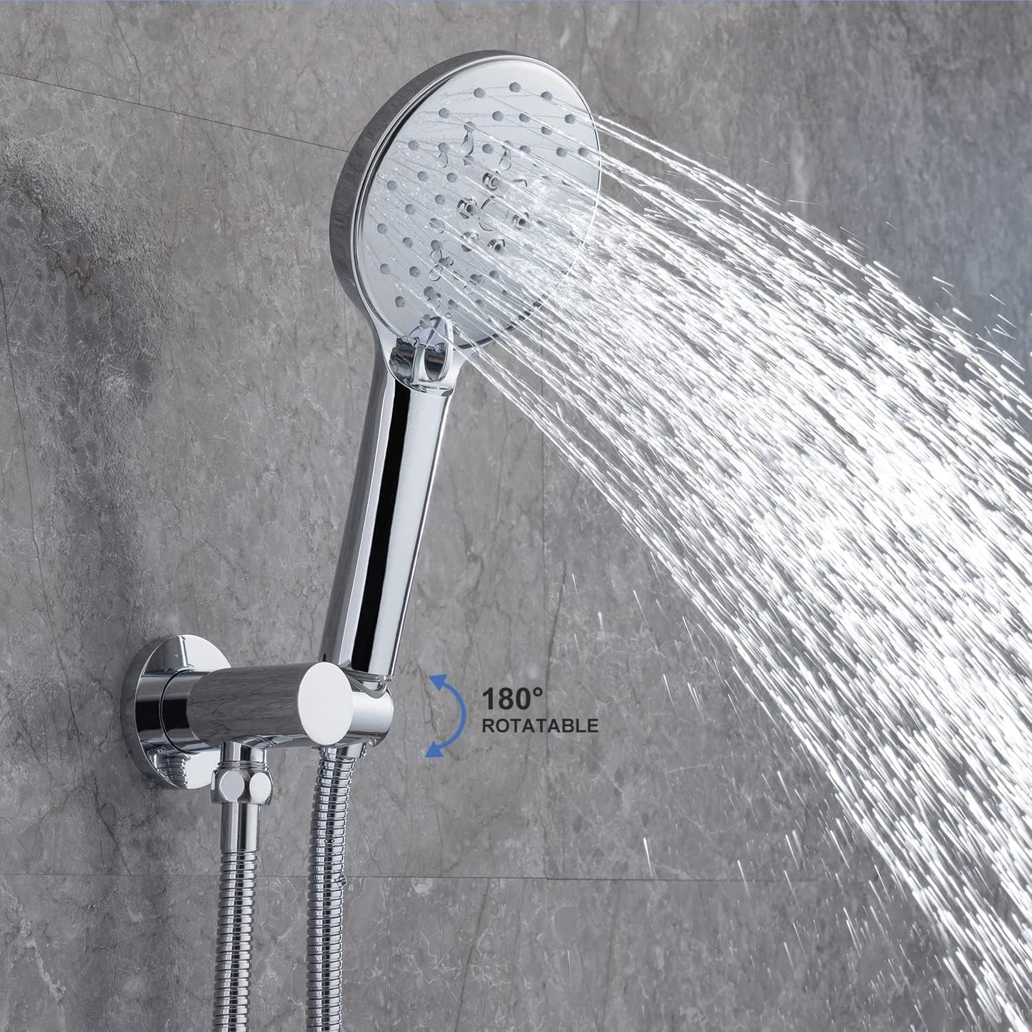 RUGUS Shower Faucet SetBathroom Rainfall Wall Mounted Shower System with Stainless Steel Metal 10 Inch Round Rain Showerhead,Shower Trim Kit with