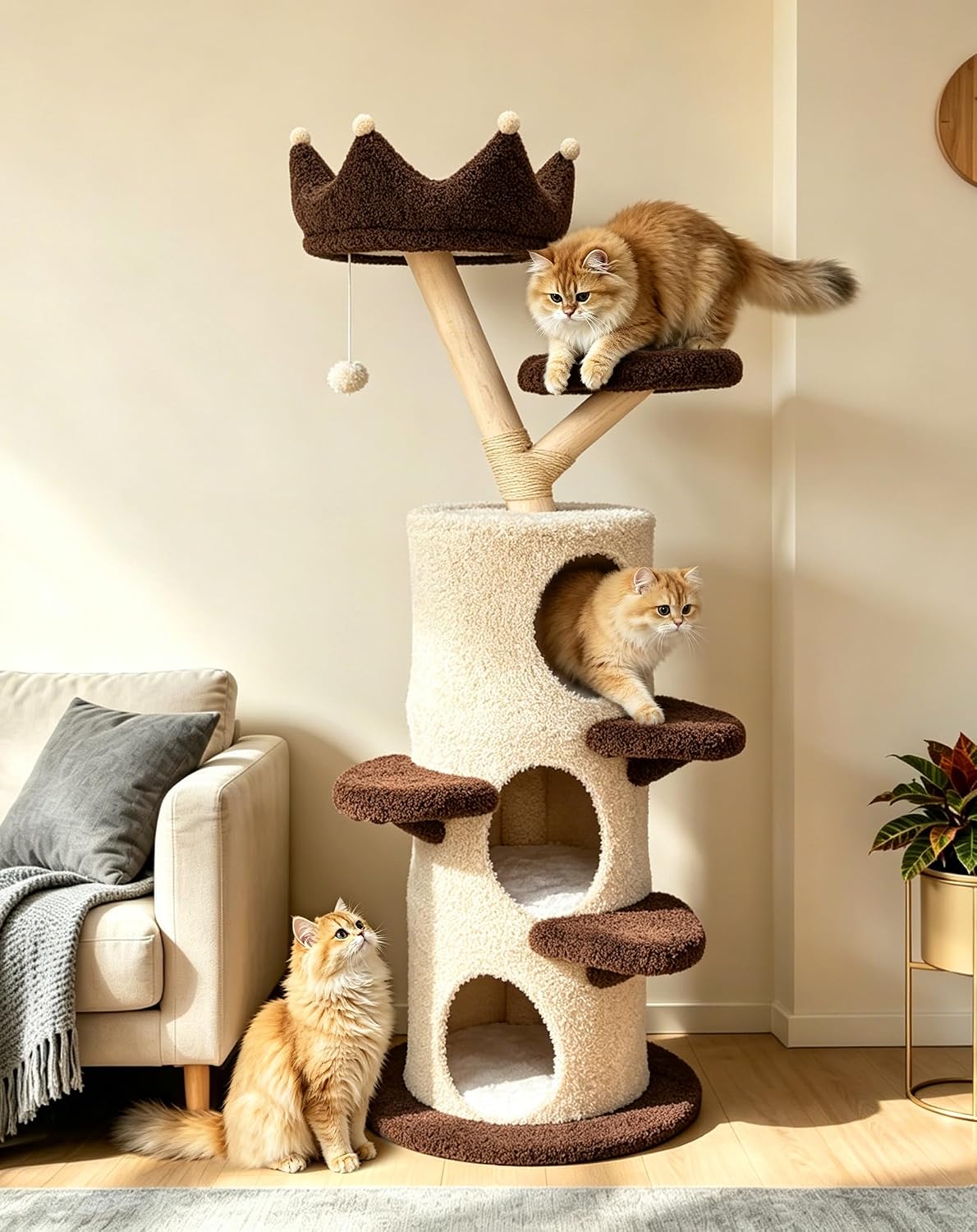 Tall Cat Tree Tower: 62.99 Inch Multi‑Level Condo for Indoor Cats