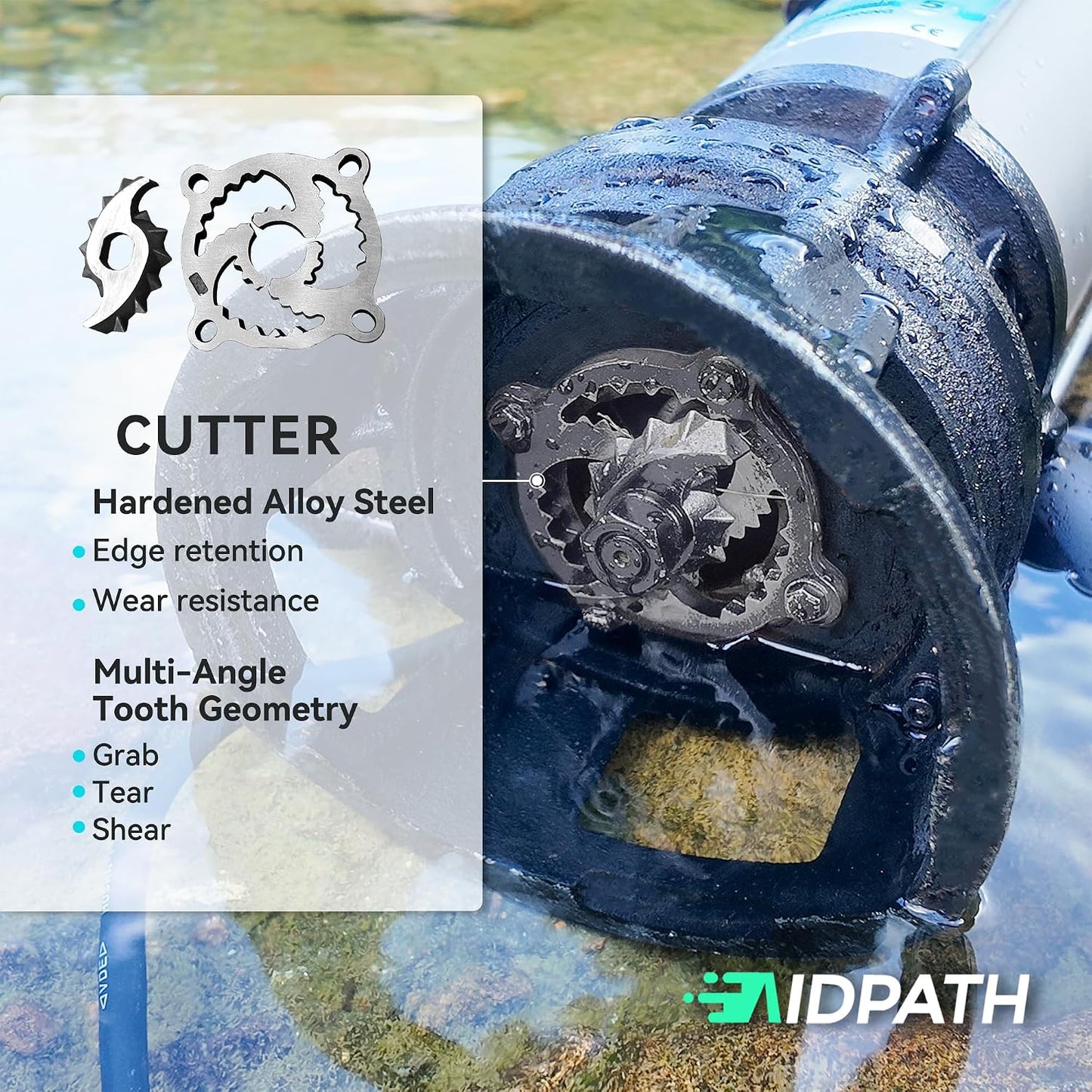 1HP, Max 6500 GPH Sewage Grinder Pump, 115V Trash Pump, 52.5ft Head | Alloy Steel Cutter, 100% Copper Motor, 2" Discharge, Fits 18"x30" Sump Basin, Requires 20A GFCI Breaker