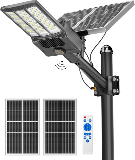 Gefolly SL-12000W Solar Street Light Outdoor 900000LM Wide Angle Commercial Parking Lot Light