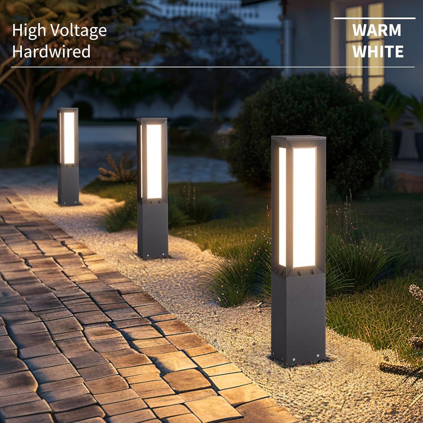 Modern Landscape Path Light, 32' Outdoor Pathway Light 3000K Luxury Aluminum Bollard Lighting IP65 Waterproof High Voltage Driveway Lights L