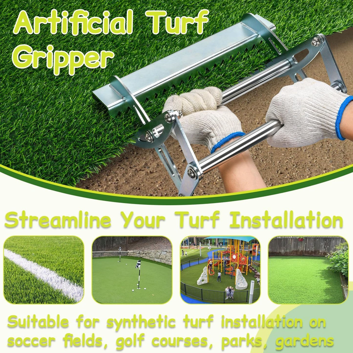 TOPOWN Artificial Lawn Installation Tool Turf Gripper Heavy-Duty, Synthetic Turf Gripper Artificial Grass Installation Tool Grass Gripper, Quick-Use for Scoccer Field, Golf Course, Park, Garden