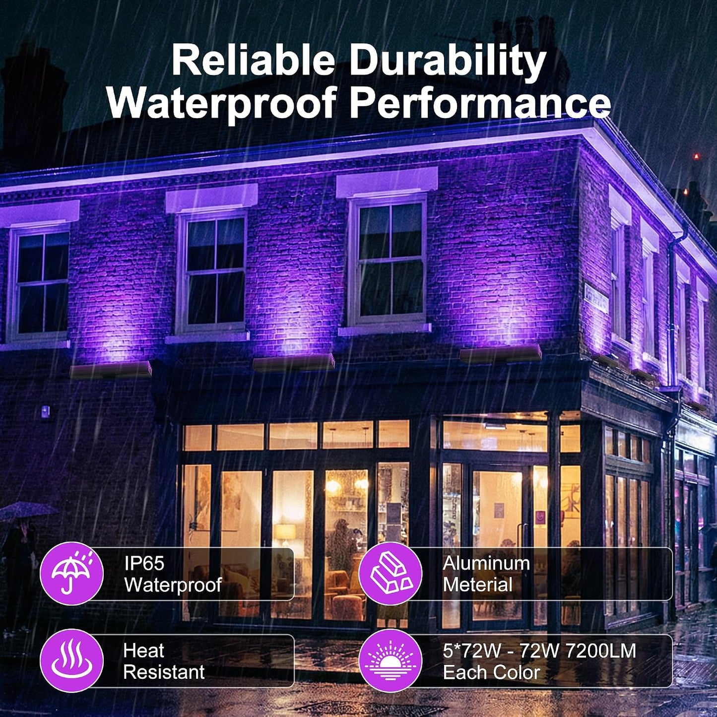 Smart Flood Lights Outdoor Color Changing, 360W RGBCW Wall Washer, WiFi App & RF Remote, 2700K-6500K Tunable White, Voice Control, IP65 Waterproof, Music Sync, Timer 5*72W RGB+Tunable White(2700-6500K)