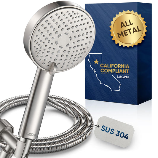 Cobbe® All Metal Handheld Shower Head, 3 Spray Settings, 1.8GPM