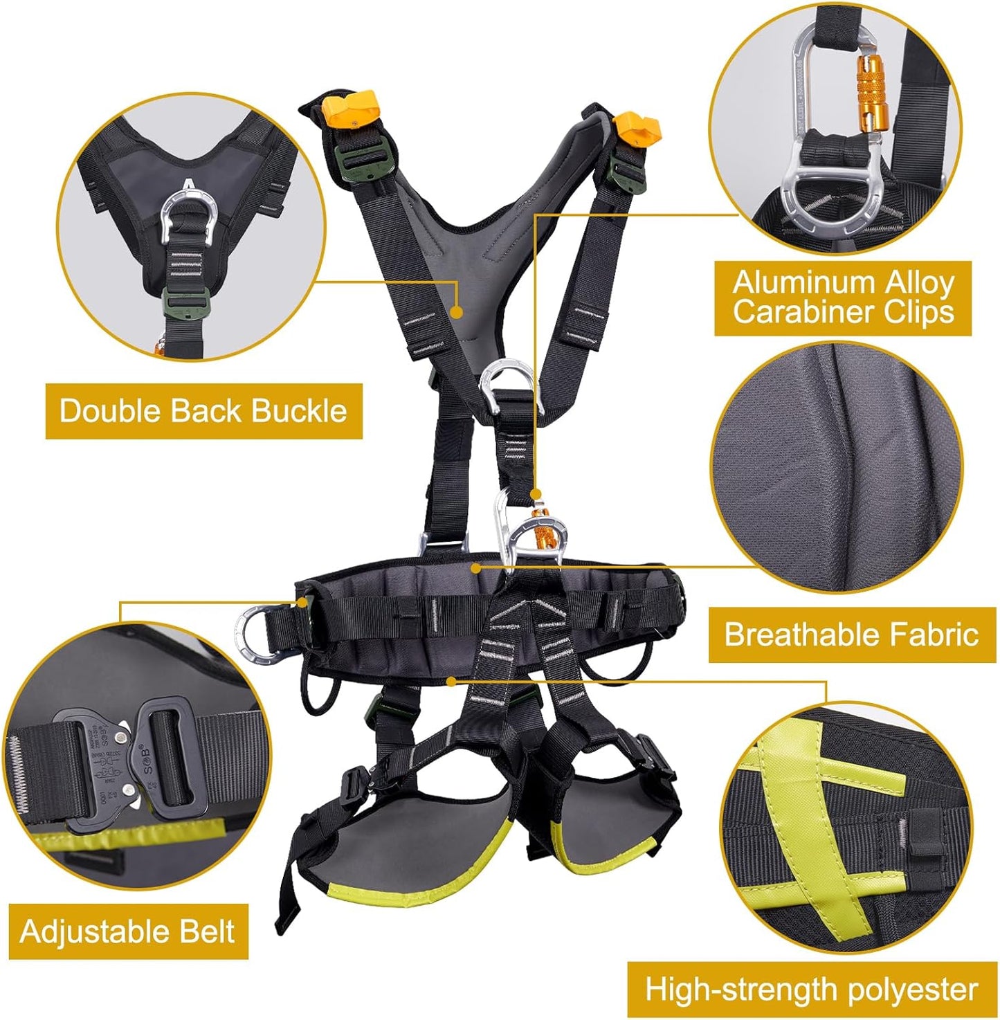 SOB Safety Full Body Harness, with 7 Point Adjustment, Lightweight Hunting Harness, Tree Stand Harness with 360 Degree Rotation, Adjustable