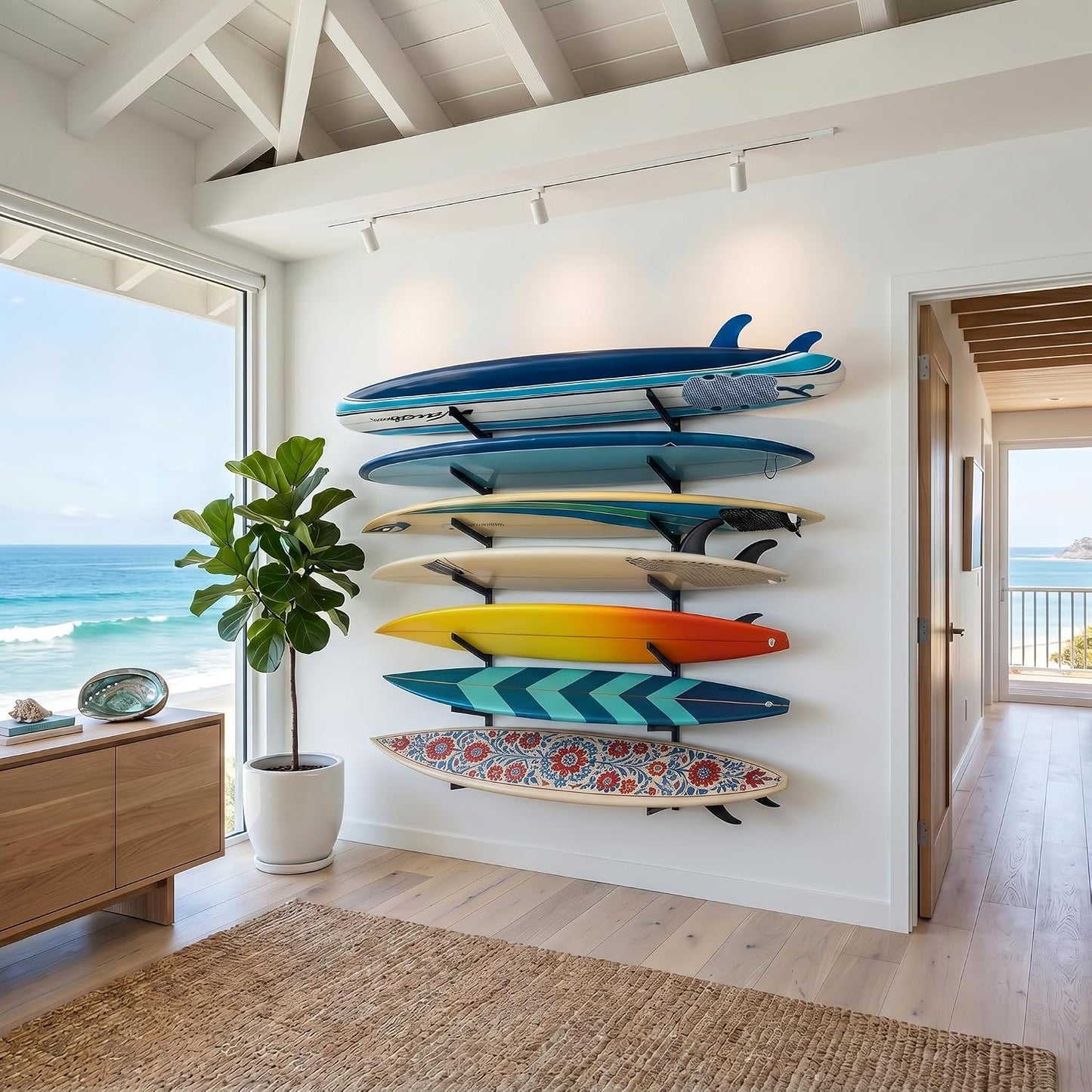 StoreYourBoard G-Vert Mini Wall Rack – Heavy-Duty Indoor Adjustable Multi-Sport Board Rack, 5 Levels for Surfboards, Paddle Boards, Snowboards, Skateboards and More, Holds 200 lbs