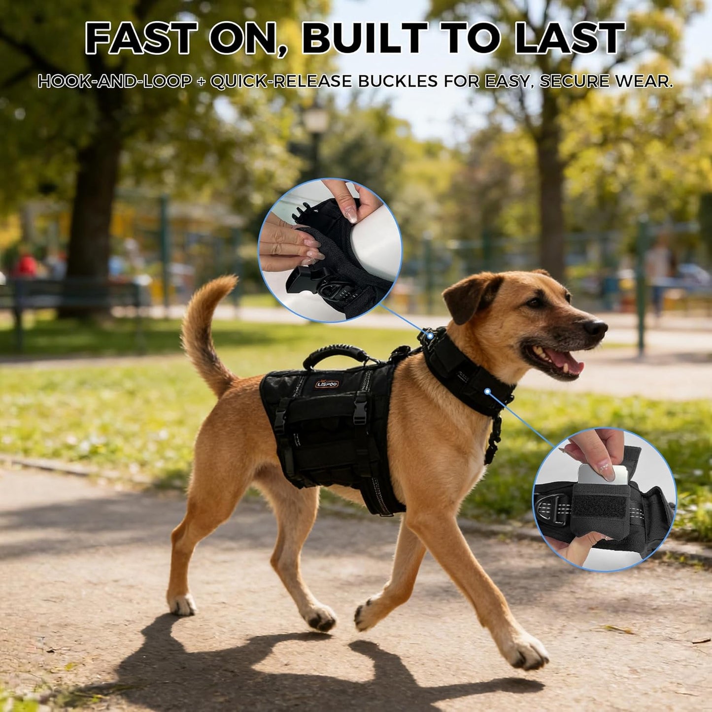 Weighted Dog Vest for Medium and Large Dogs, Adjustable Dog Weight Vest with Weighted Collar, 4 Removable Weight Blocks for Exercise, Walking, Strength Training & Conditioning（L）