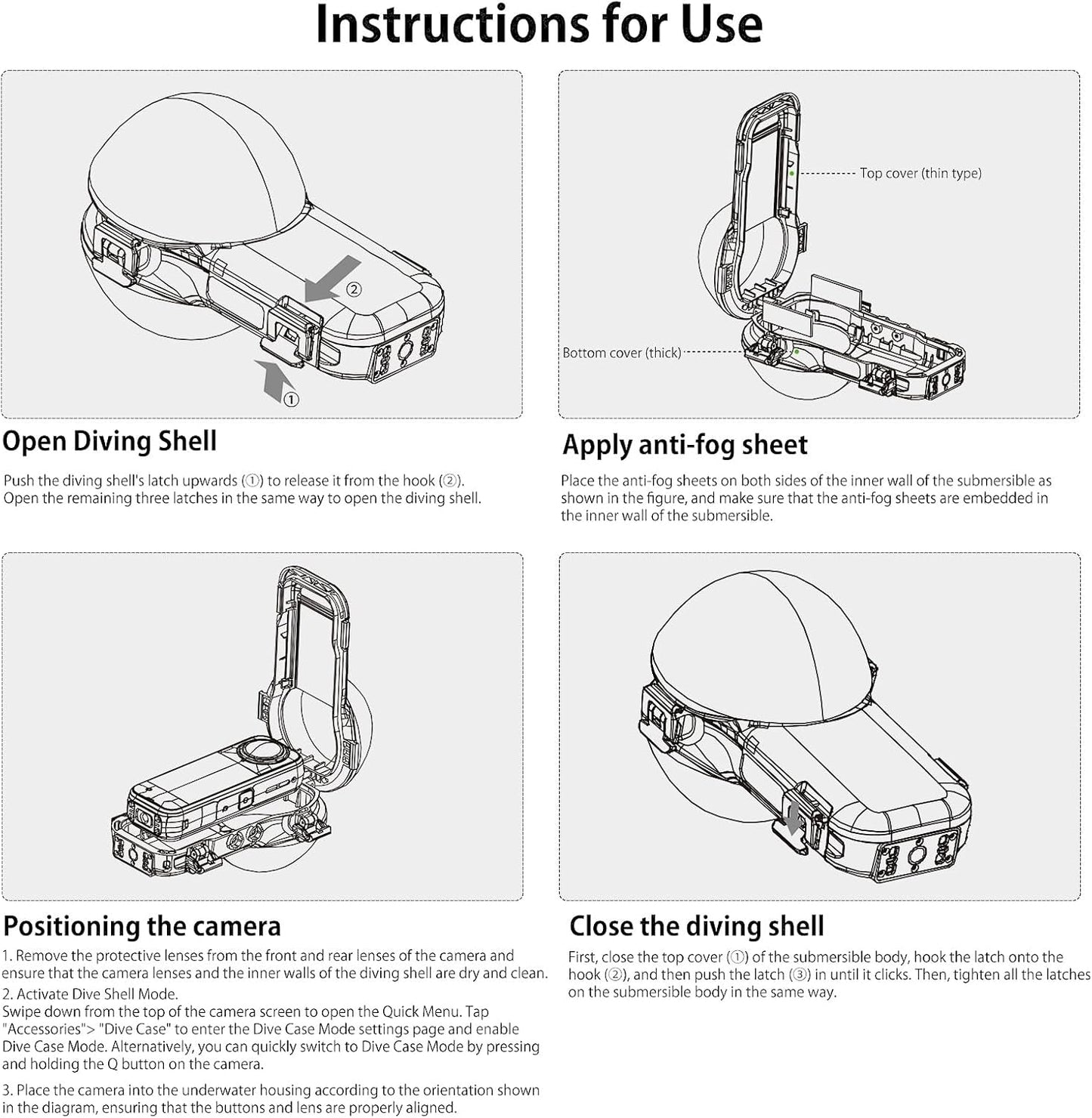 Waterproof Diving Case 60m/197ft for Insta360 X5, Quick Release Housing for Underwater Photography & Action Camera Protection