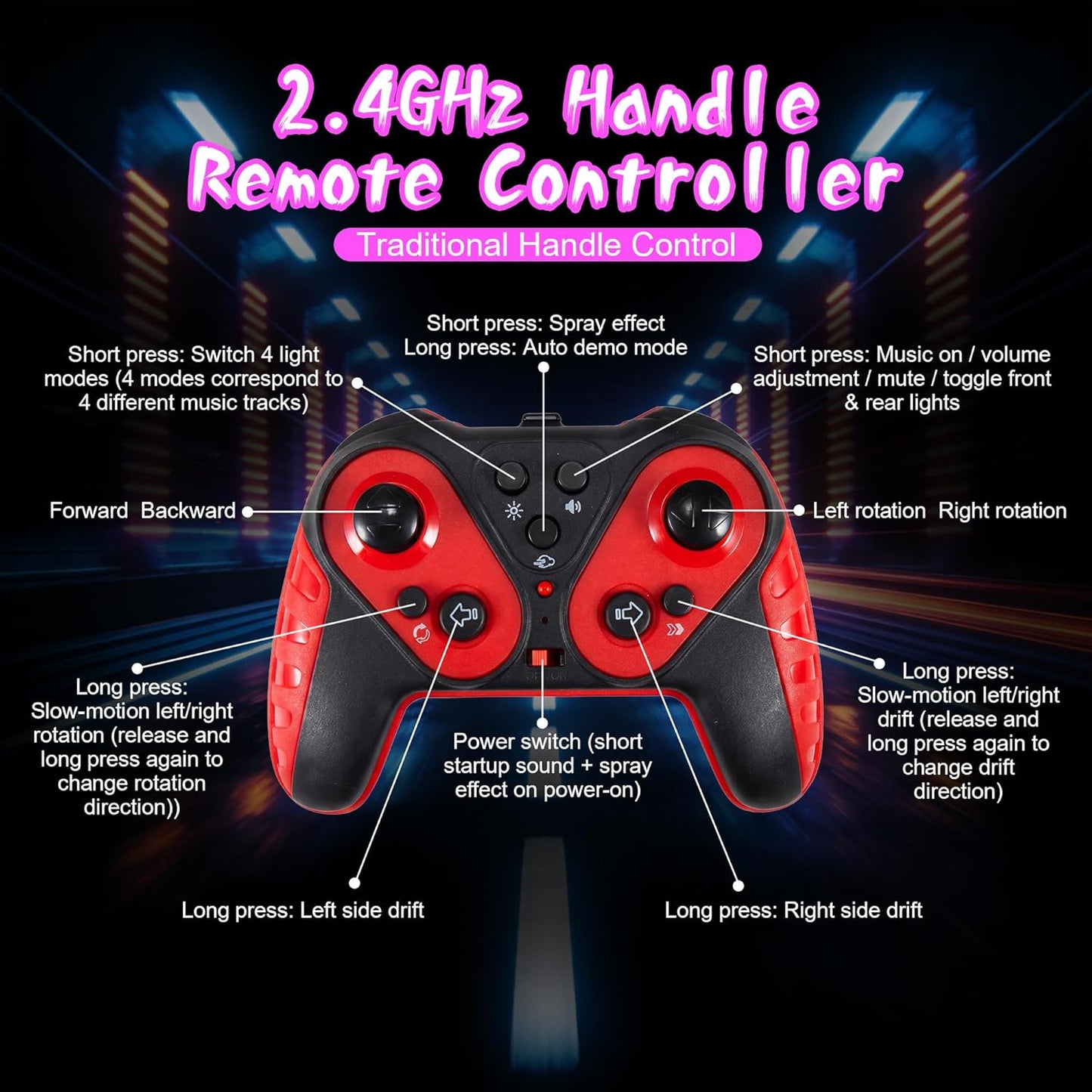 Gesture Sensing RC Stunt Car for Boys 6-12, Hand Controlled Drifting Remote Control Car with Mist Spray & LED, 2.4GHz 50 Min Play Dual Batteries, 360° Spinning, Birthday Gift for Kids, Black