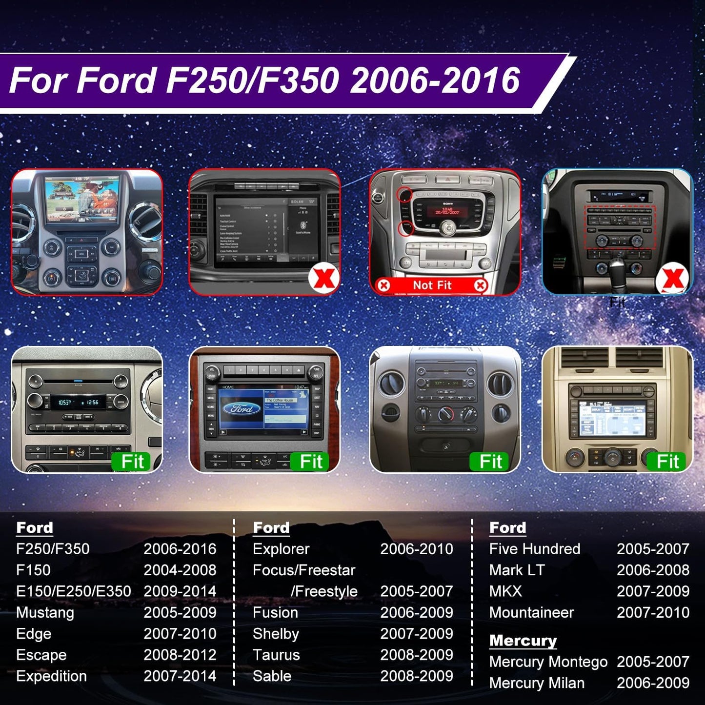 5GWiFi Radio for Ford F150 2004-2008, F250/F350 2006-2016, E150/E250/E350 2009-2014, Edge 2007-2010, Escape 2008-2012, Mustang Fusion Expedition Explorer 7"Touchscreen Stereo Carplay Android Auto GPS 7inch
