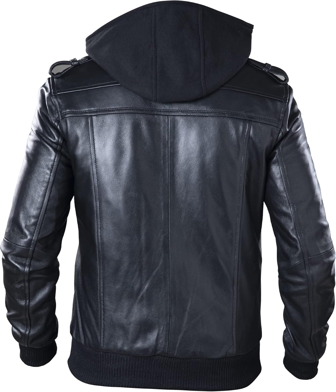 TLC Fashion Black Leather Jacket with Removable Hood - Real Leather Jacket for Men in US Sizes, Lambskin Leather Jacket (Small, Black)