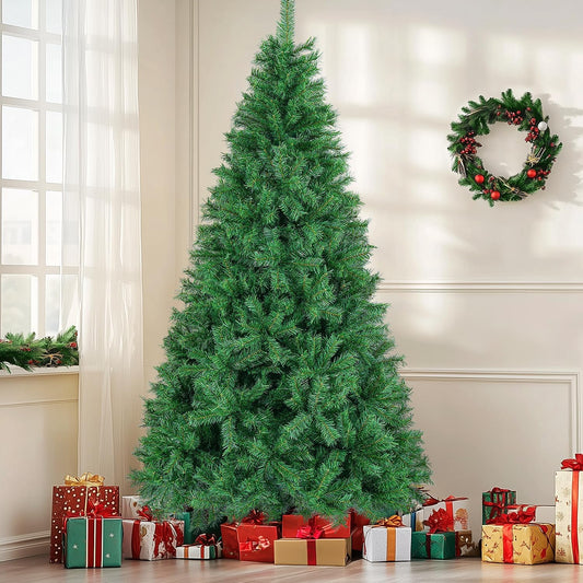 7.5 ft Artificial Christmas Tree with 1300 PVC Branch Tips, Holiday Xmas Tree with Foldable Base and Easy Assembly, Indoor Christmas Trees for Yard