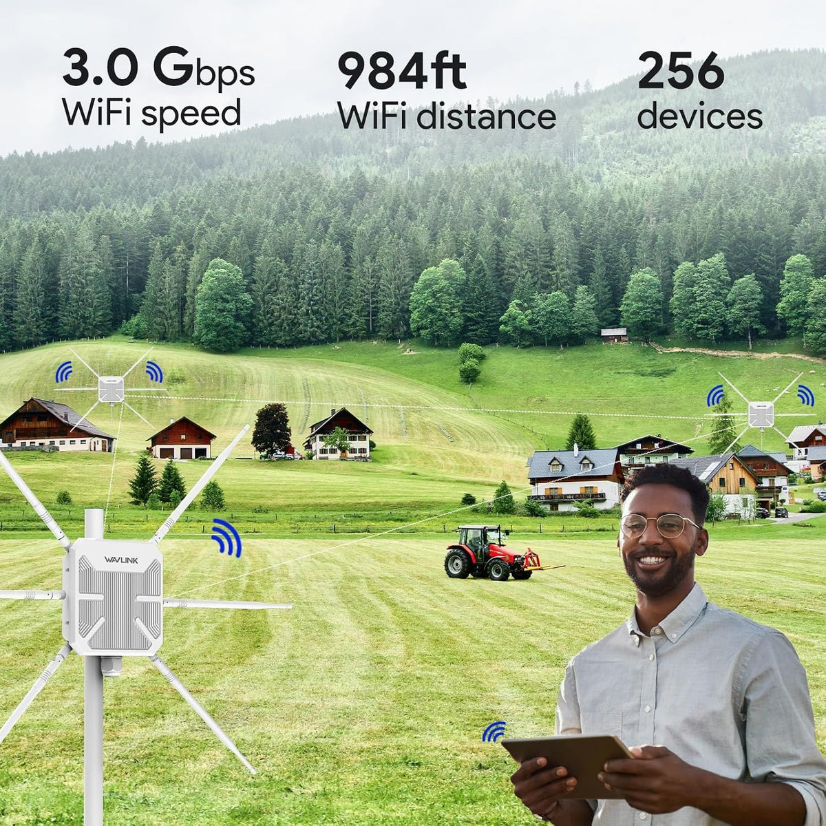 WAVLINK AX3000 Outdoor WiFi 6 Extender, Long Range WiFi Repeater, Starlink