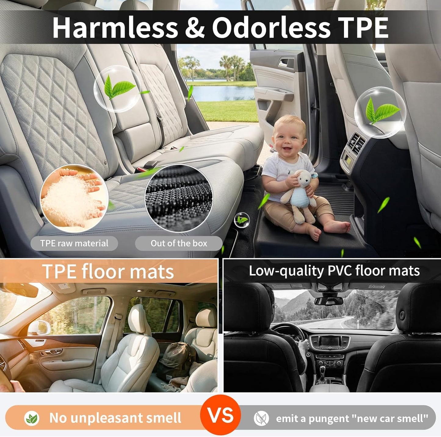 Floor Mats for 2018-2024 Chevy Equinox Gas Model TPE 11PCS Full Set with Cargo Liner Seat Back Bumper Protector Door Sill Guards All-Weather Heavy Duty Custom Fit Equinox Interior Accessories