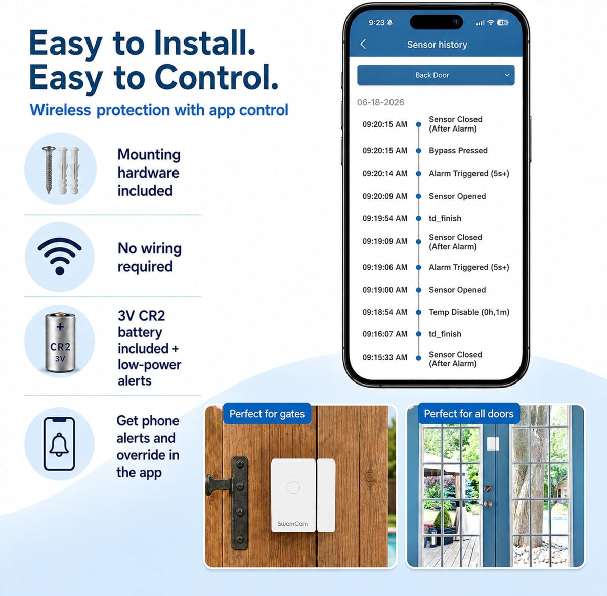 SwamCam Door & Window Sensor Pool Alarm Hub System – Certified to UL2017