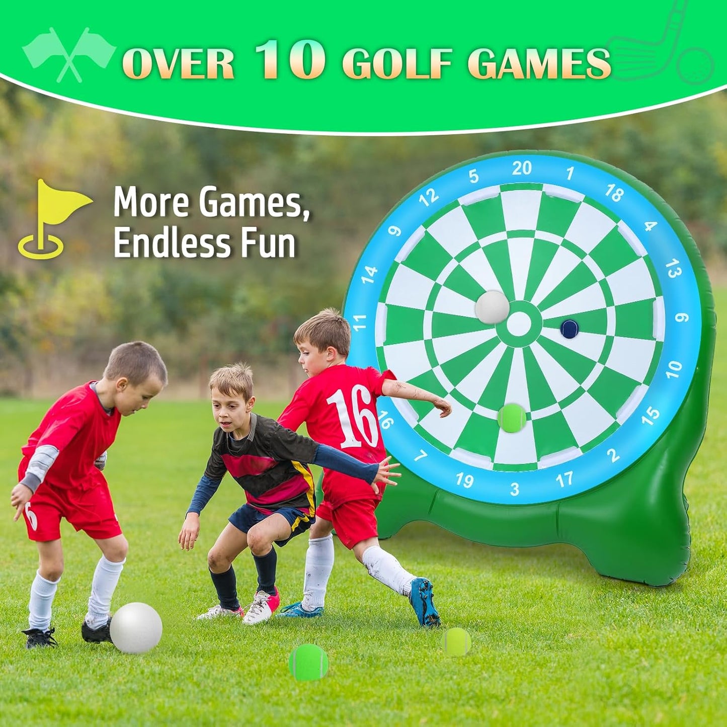 Innovative Bucket Golf Games, Giant Darts with Over 10 Golf Games, Oversized Backyard Golf Game with Air Pump, Portable Yard Games for Adults, Out