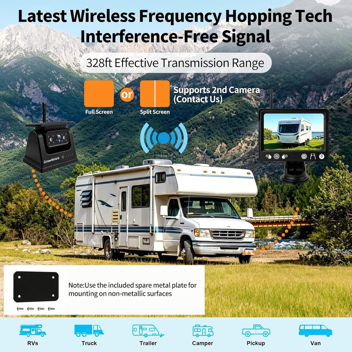 Magnetic Solar Wireless Backup Camera with 5 Inch Monitor 5In Monitor+1*Cam