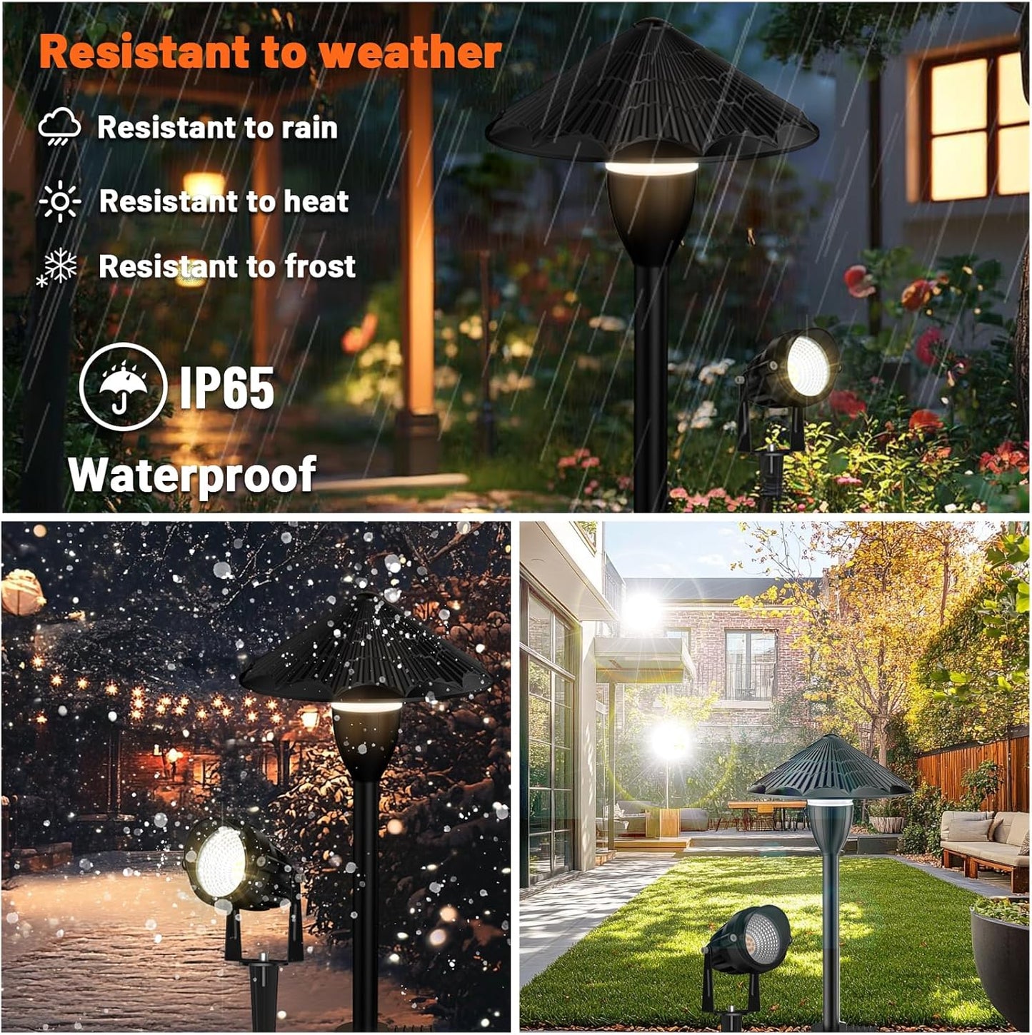 Cuguords,LED Landscape Lighting Kit,LED Low Voltage Pathway Lights,AC/DC 12-24V UL Listed Cord Waterproof,Outdoor Wired Landscape Light Sets,Outdoor