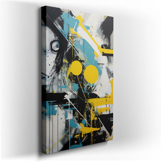 Framed wall Art for Lobby. Vivid Abstraction in Motion  Exploring the Bold Fusion of Yellow Accents