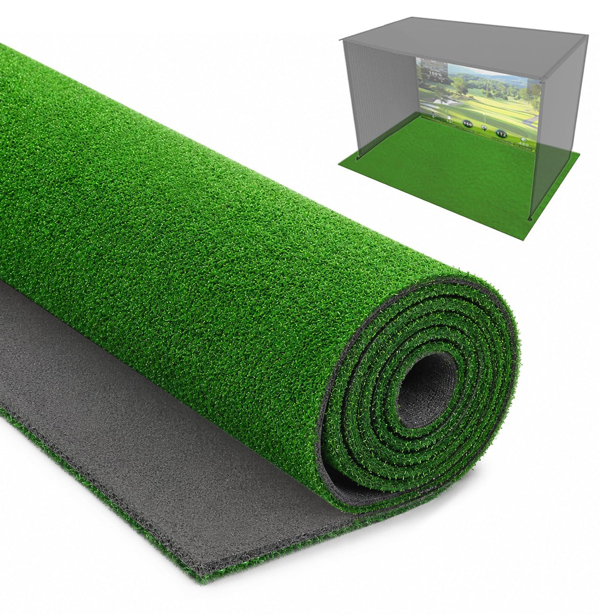 8mm High Golf Simulator Turf Mat with 3mm EVA Cushioned Backing, Dual Layer Golf Hitting Turf for Driving, Chipping, Putting, Practice Mat for Indoor Simulator Backyard, 10x6FT Total Coverage