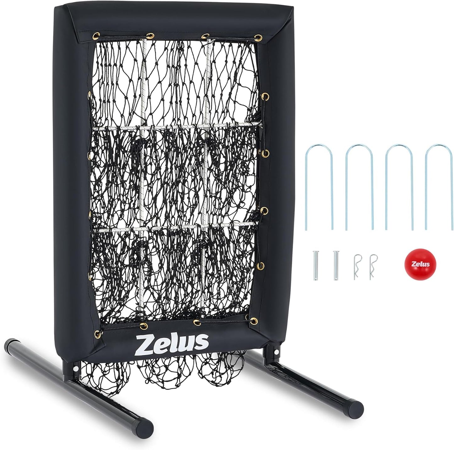 9-Hole Pitching Net, Heavy-Duty with Authentic Strike Zone & Detachable Stand, Height Adjustable