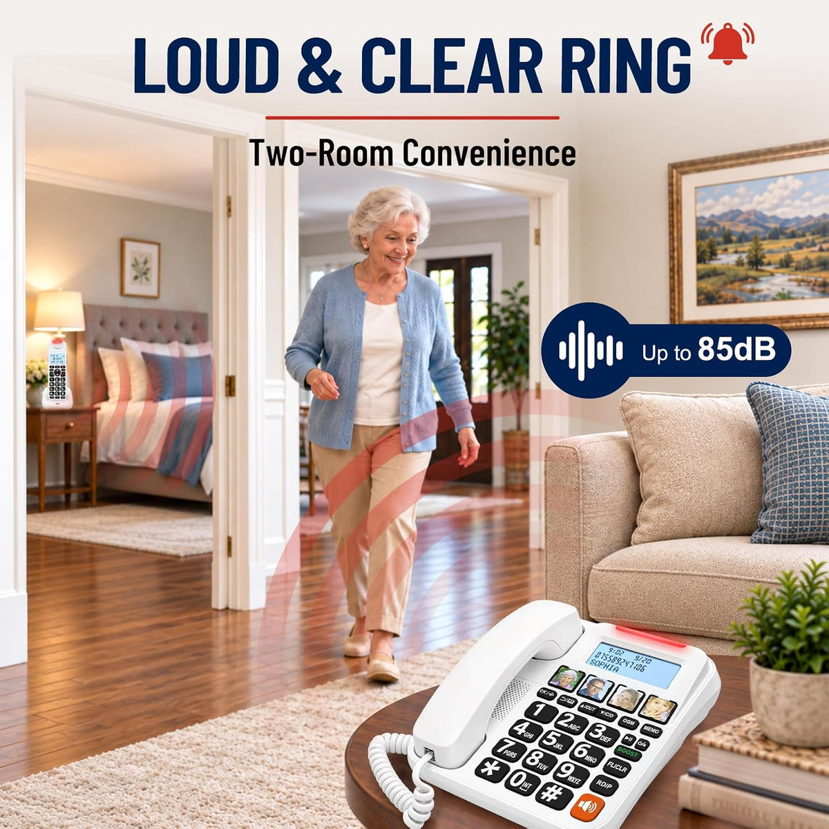 Uvital Corded/Cordless Phone with Answering Machine, Phones for Seniors