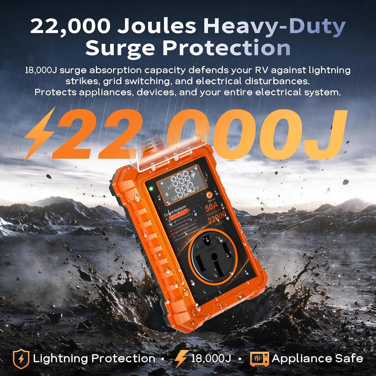 2026 𝐍𝐞𝐰 RV Surge Protector 50 Amp with Smart App & Bluetooth, 22000J