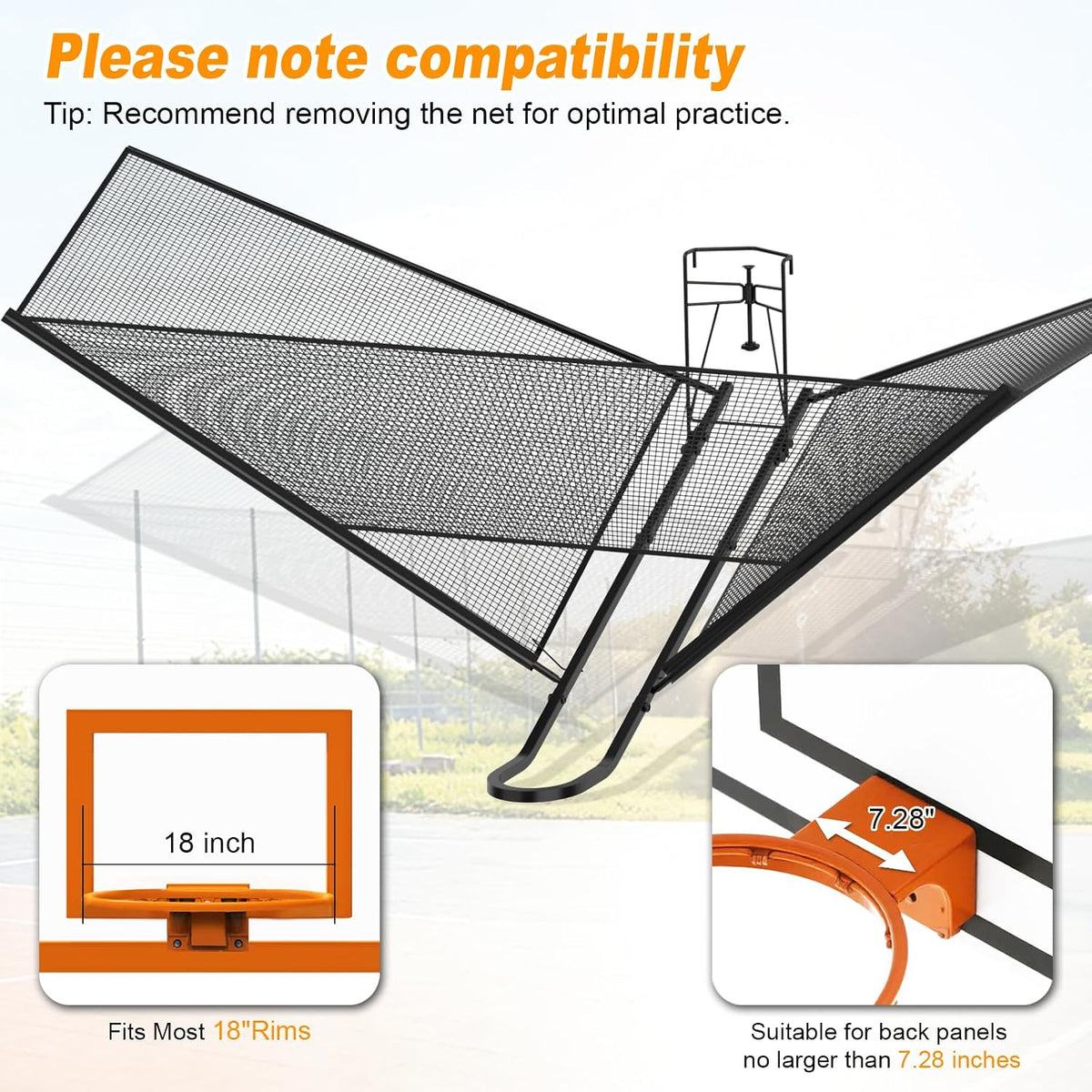 GADFISH Upgrade Basketball Shot Trainer with Net Return Attachment, Basketball Hoop Heavy Duty Basketball Rebounder Ball Return Dark