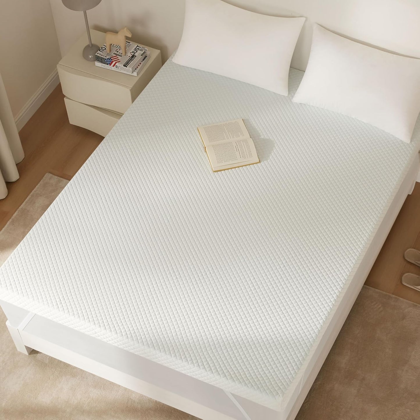 3 Inch Gel Memory Foam Cooling Mattress Topper King Size, High Density Bed Topper with Breathable Cooling Cover(White,King 78 * 80 Inch)