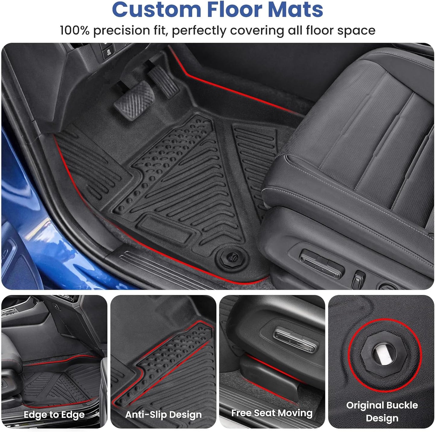 Floor Mats for Honda CR-V 2023 2024 2025 2026, TPE Rubber All Weather Floor Liners for Honda CRV Hybrid & e:FCEV 2023-2026, Odorless Anti-Slip 1st & 2nd Row Car Liners