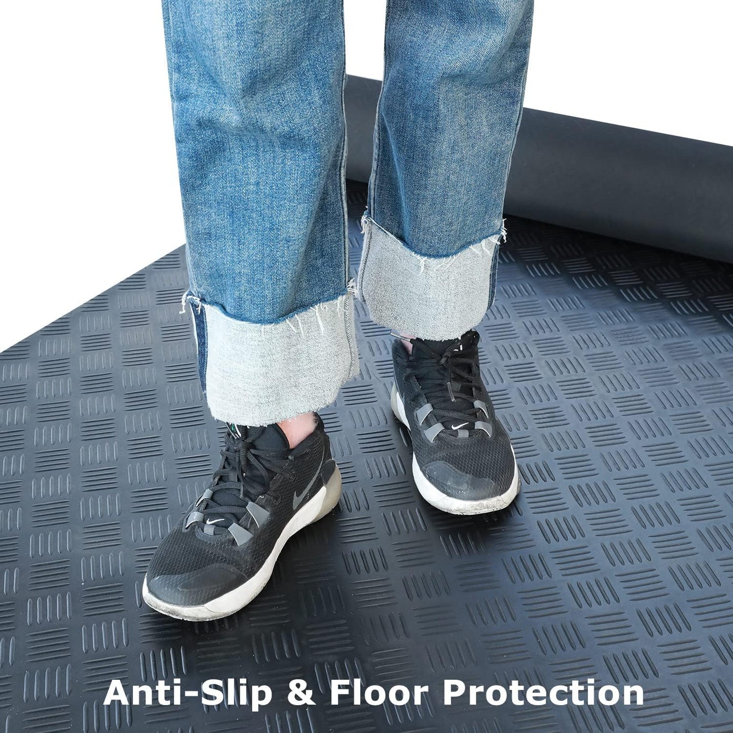 3mm Thickened Heavy Duty Garage Floor Runner 16.4'x3.3', Rubber Flooring Roll 54sqft, Water & Stain Resistant