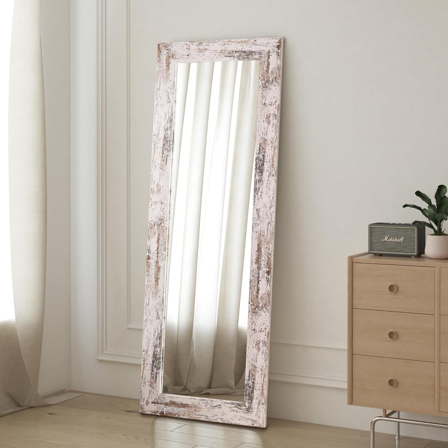 Full Length Mirror 61'x22' Floor Mirror Full Body Mirror Vintage Solid Wood Frame Large Wall Mounted Mirror Hanging or Leaning Against Wall Dressing