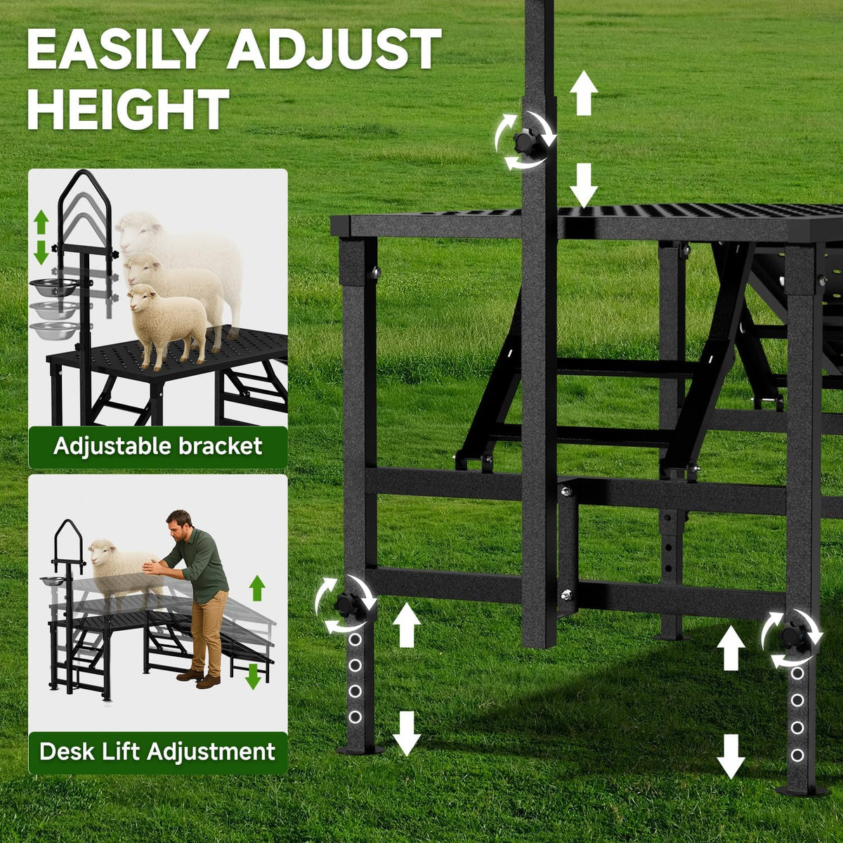 Professional Goat Milking Stand with Ramp Black with Ramp
