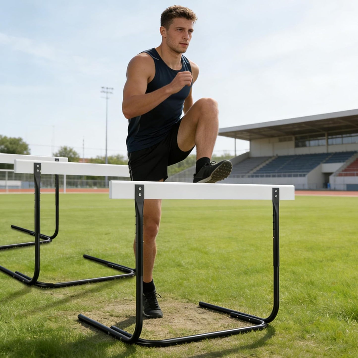 MR Height Adjustable Hurdle for Track and Field, Pro Athletic Hurdle with Heavy-Duty Base Counterweight, Anti-Tip Design for Sprint Training, Competition Practice, Speed Drills