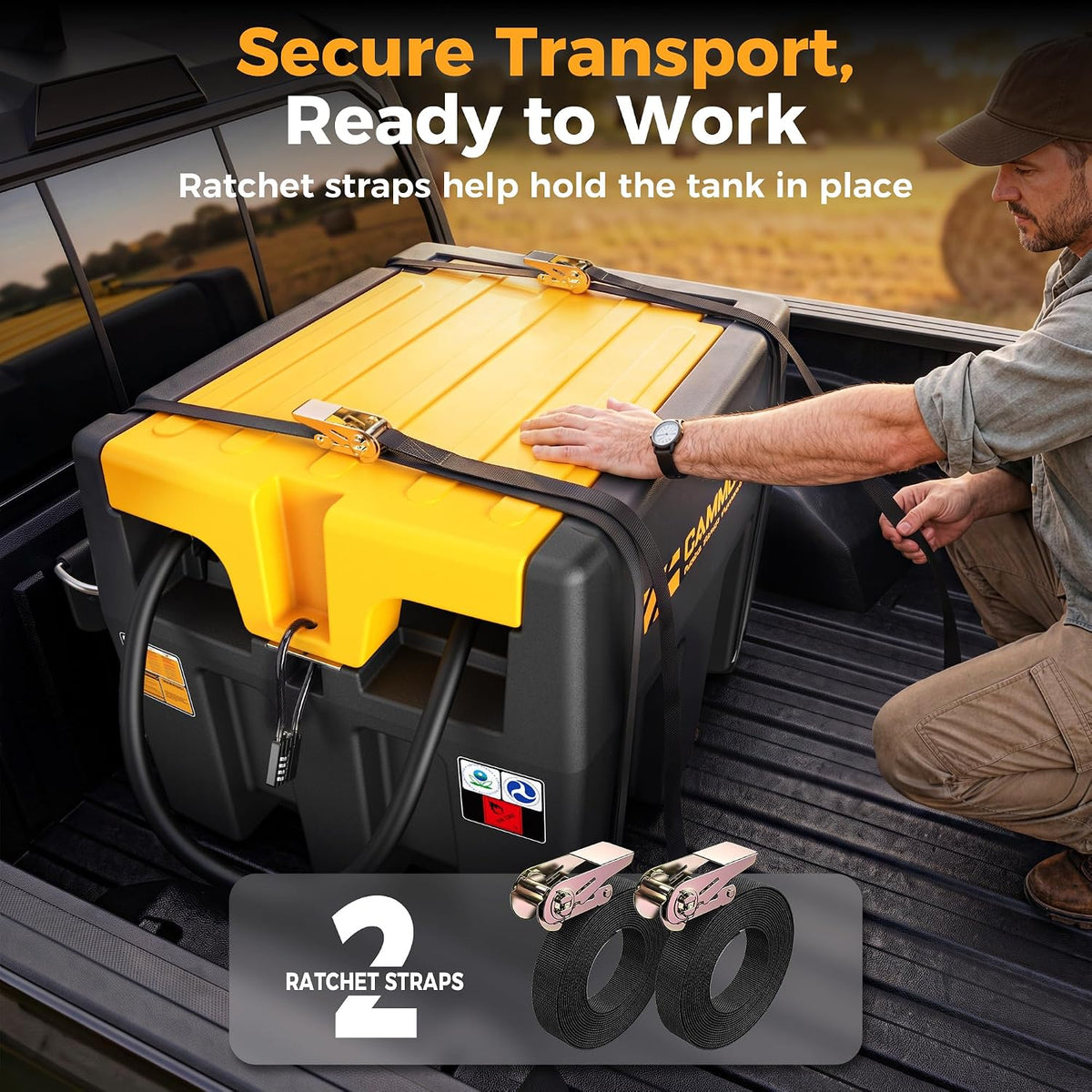 CAMMOO Real 52 Gallon Portable Diesel Fuel Transfer Tank, 13.2 GPM, 12V DC 52 Gallons