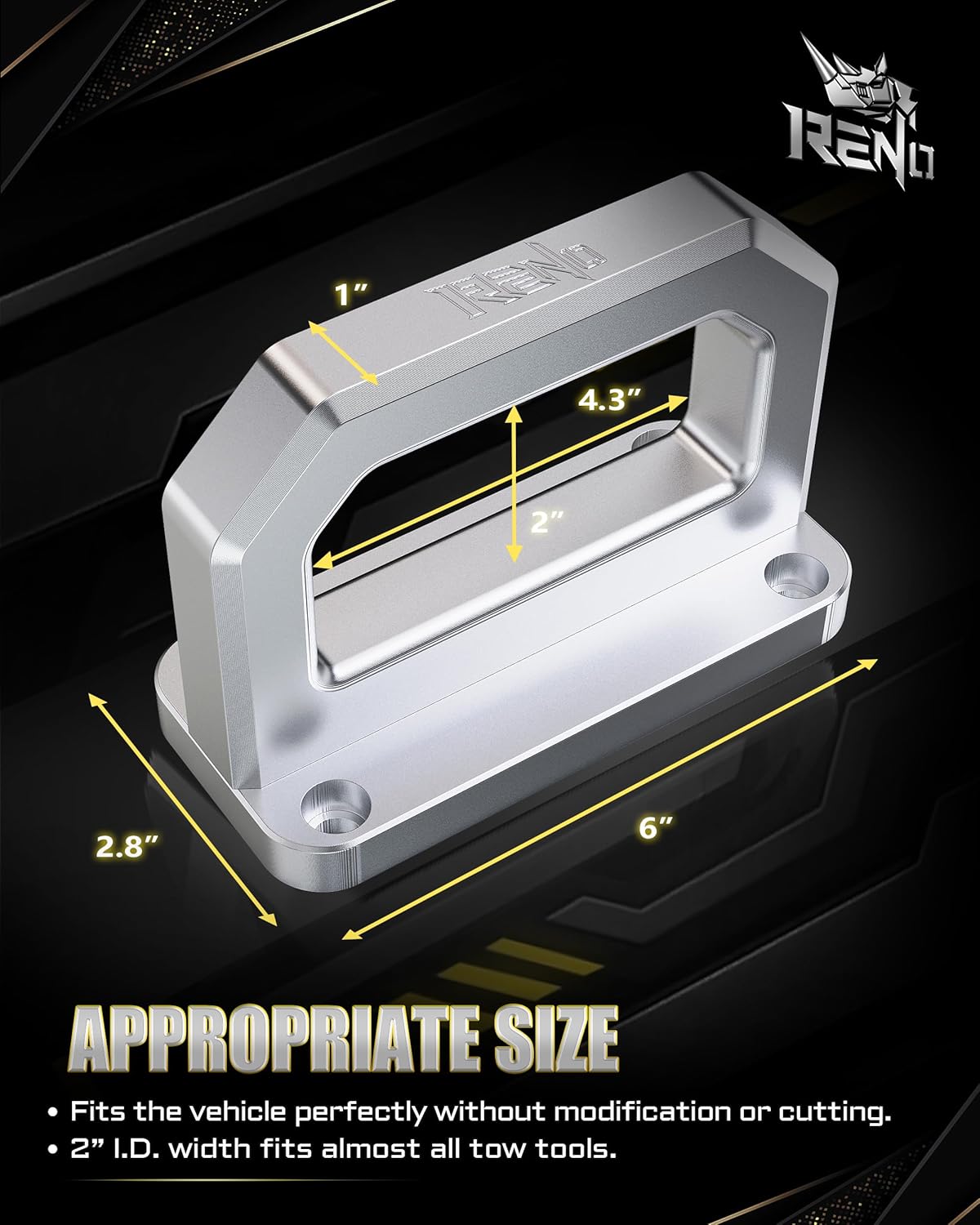 RENO Aluminum Front Tow Hooks, 2003-2018 Ram 2500 3500 2WD & 4WD Heavy Duty D-Ring Shackle Truck Recovery Show Hook - Replace OEM 68171791AA, 52020587AB (2Pcs/Set)