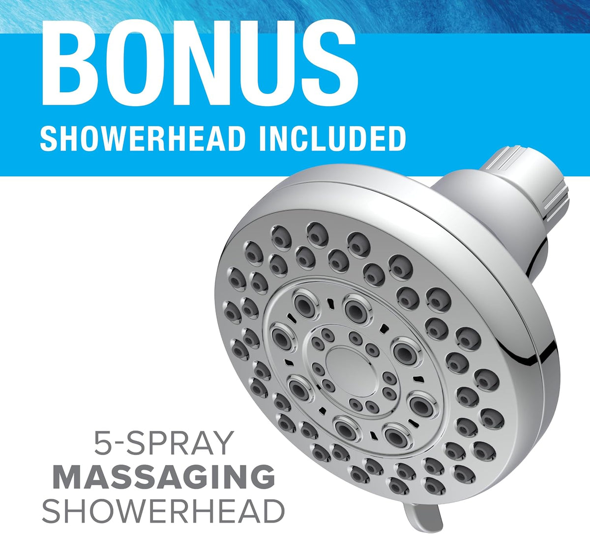 Niagara Conservation Earth Luxe Single Handle Bath Faucet with Tri-Max Adjustable Flow Rate and Bonus 5-Spray Showerhead, Chrome Silver