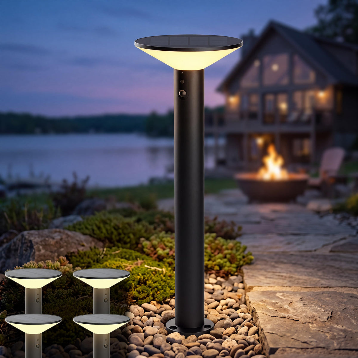 Solar Pathway Lights Victorian Series, Motion Sensor, 3 Modes, 4pk 4PK | 18" H