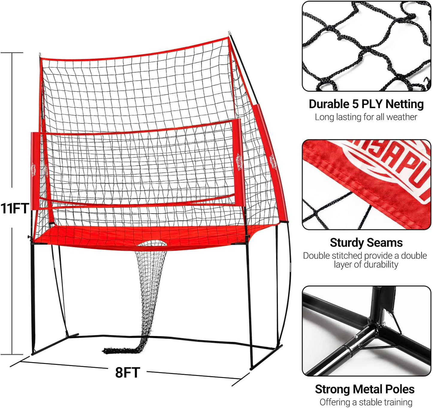 Volleyball Training Equipment Net,Height Adjustable Volleyball Practice Net Station for Serving,Spiking, Hitting,with Carrying bag Easy Assembly