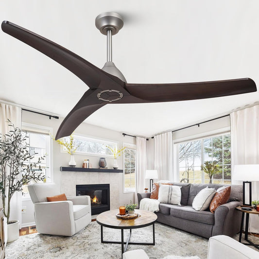 Morkefan 54 inch Ceiling Fan no Light,Wood Ceiling Fans with 6-Speed Reversible DC Motor,Timer,Unique Ceiling Fan for Kitchen Bedroom Living Room