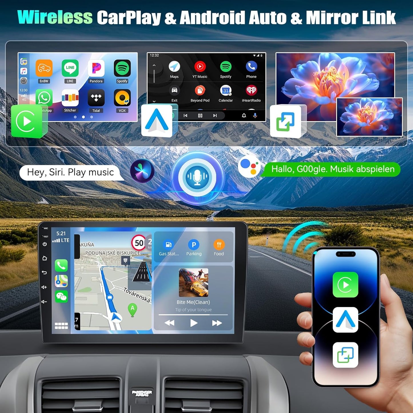 SIXTOP 2G+64G Android Car Stereo Radio for Honda CRV 2007-2011 Wireless CarPlay Android Auto 9 inch HD Touchscreen GPS Navigation Bluetooth FM/AM/RDS 26UI Mirror Link SWC EQ AHD Rear Camera Mic