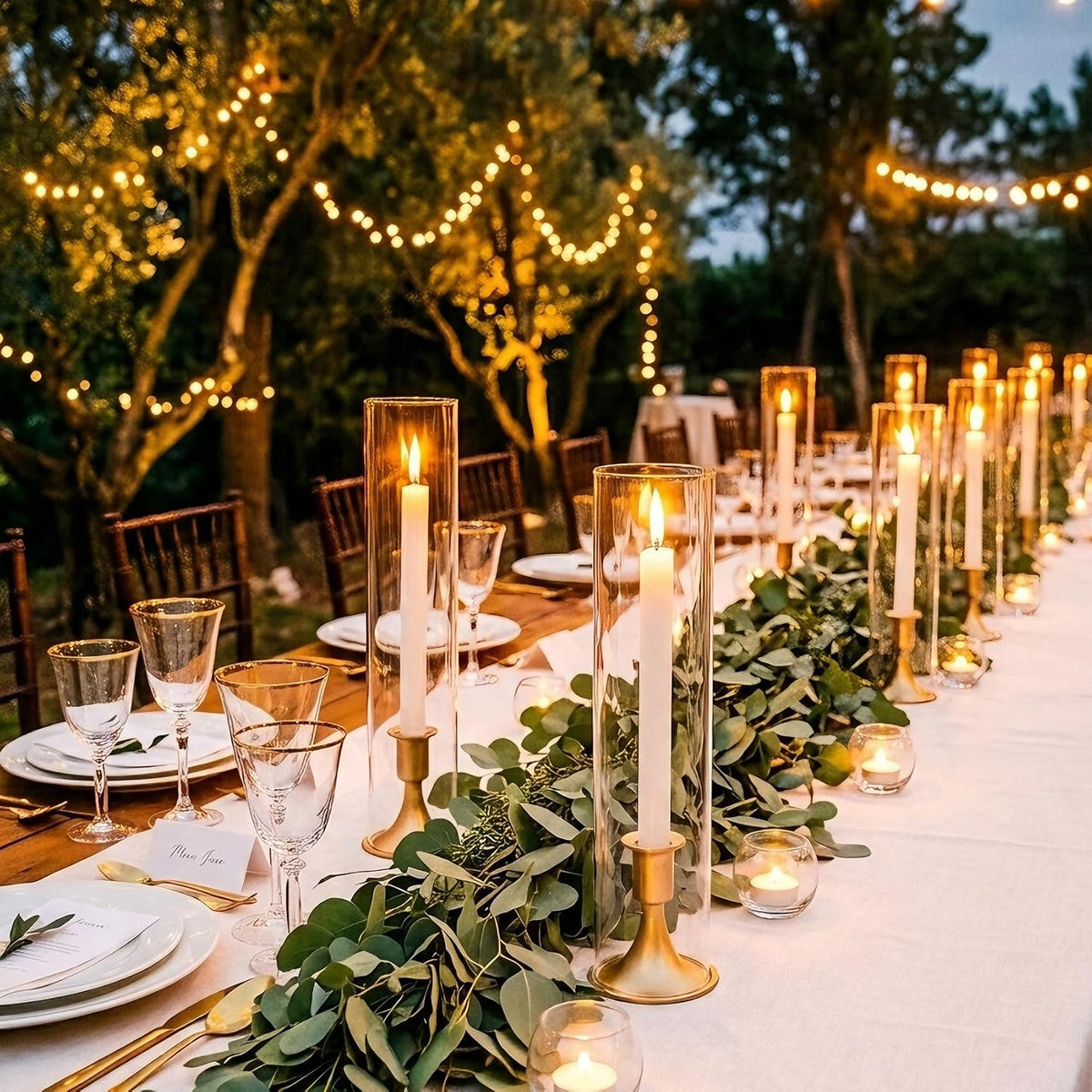 Hurricane Glass Candle Holders, Gold Candlestick Holders 18 Pcs