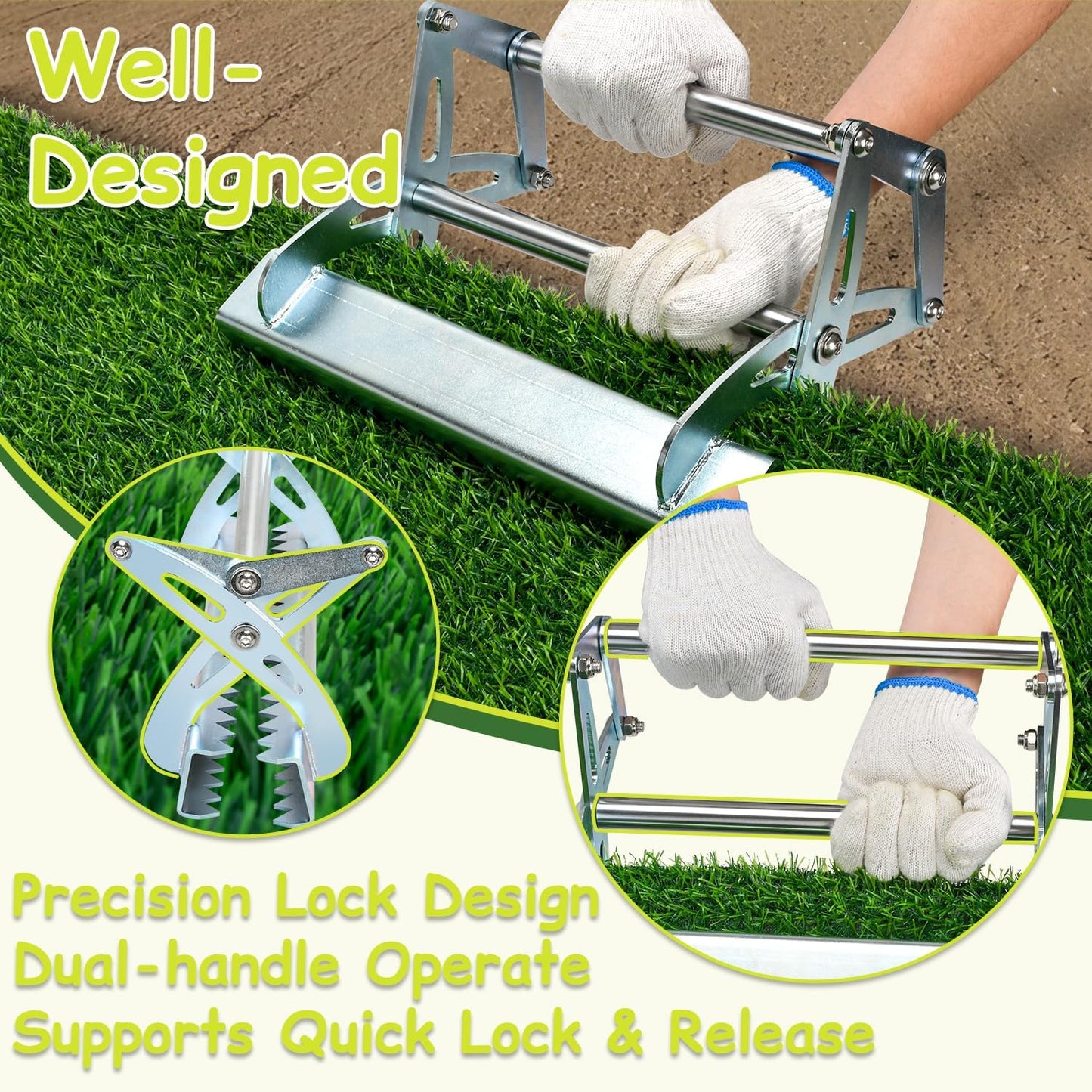 TOPOWN Artificial Lawn Installation Tool Turf Gripper Heavy-Duty, Synthetic Turf Gripper Artificial Grass Installation Tool Grass Gripper, Quick-Use for Scoccer Field, Golf Course, Park, Garden