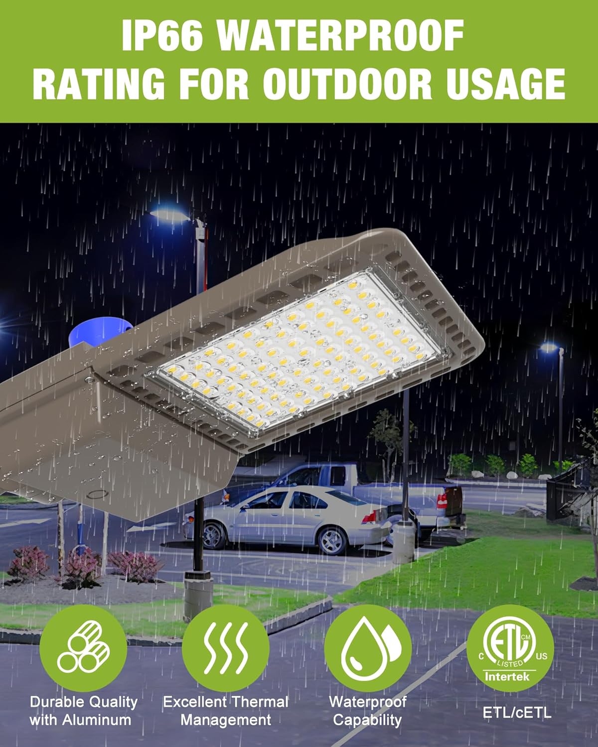 YXL LED Parking Lot Light, 300W LED Shoebox Light with Dusk to Dawn Photocell,42,000LM 5000K Daylight Arm Mount, IP65 Wat