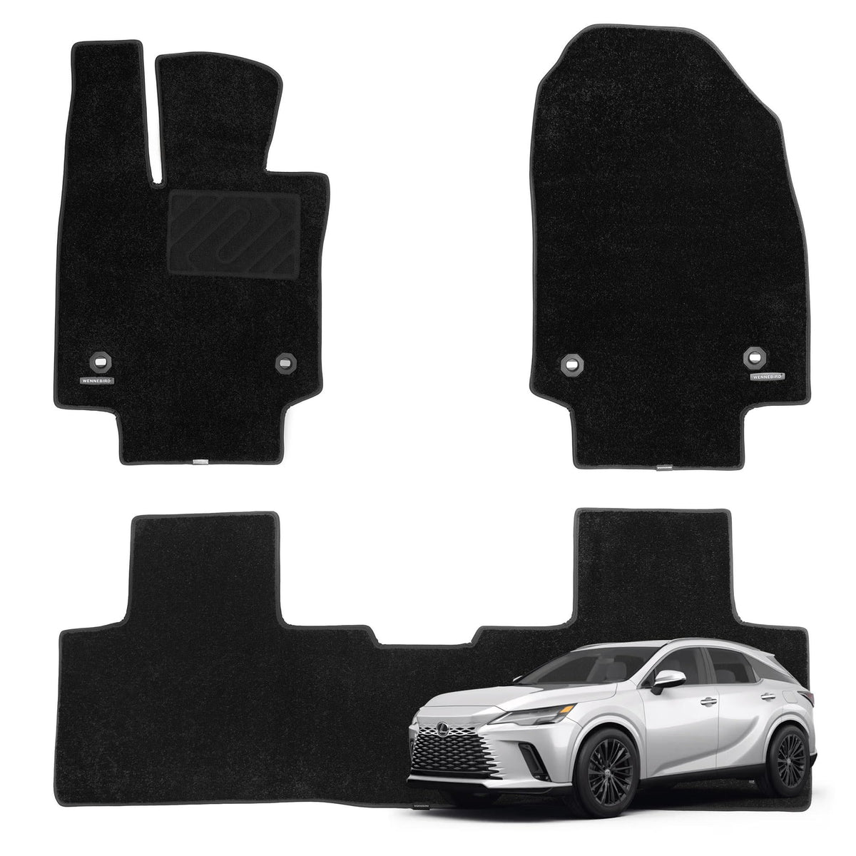 WENNEBIRD Carpet Floor Mats for Lexus RX 2023-2026, 3Pc 2023-2026 RX 3-Pc Set