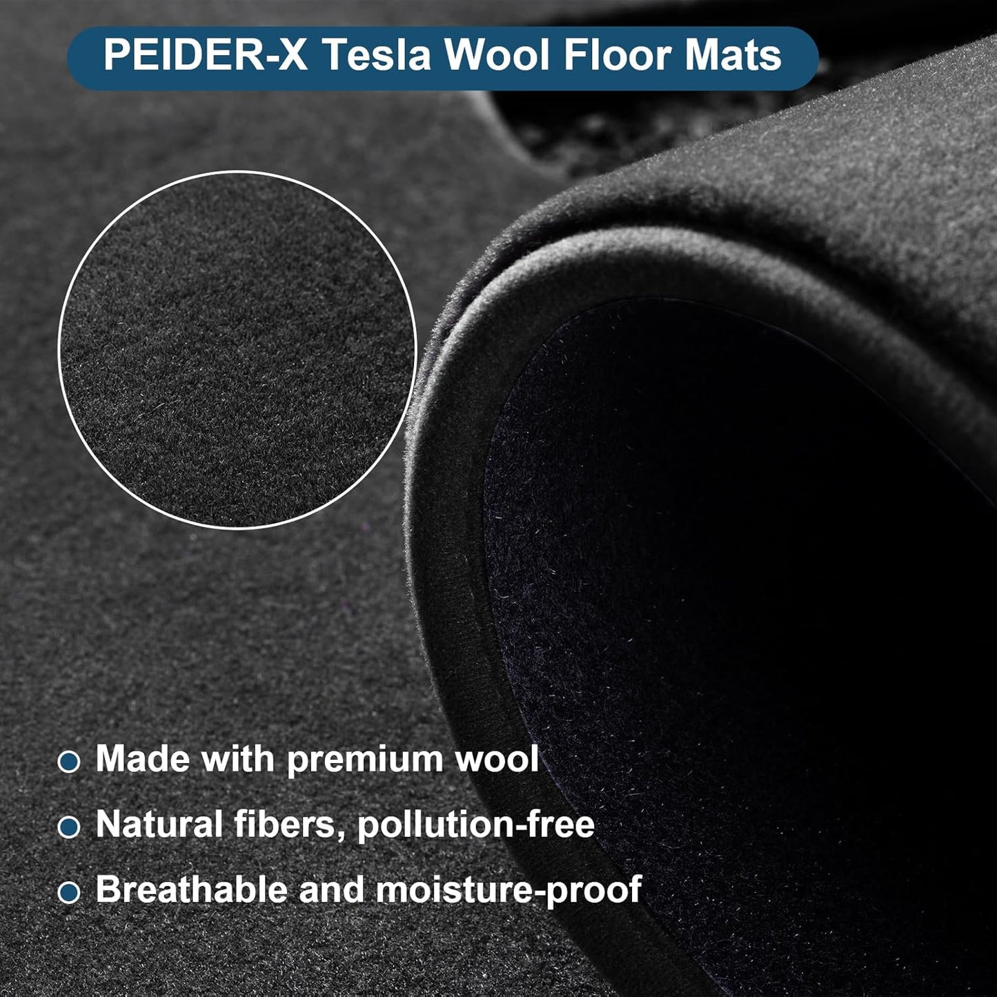 Car Floor Mats for Tesla Model X 6 Seats 2022-2025, 0.63in Ultra-Thick Premium Wool, Black, Noise-Reducing, Moisture-Absorbing and Moisture-Proof, Front & Rear Seat Car Rug 3PCS (Black) Model X 6 Seater-Carbon Black
