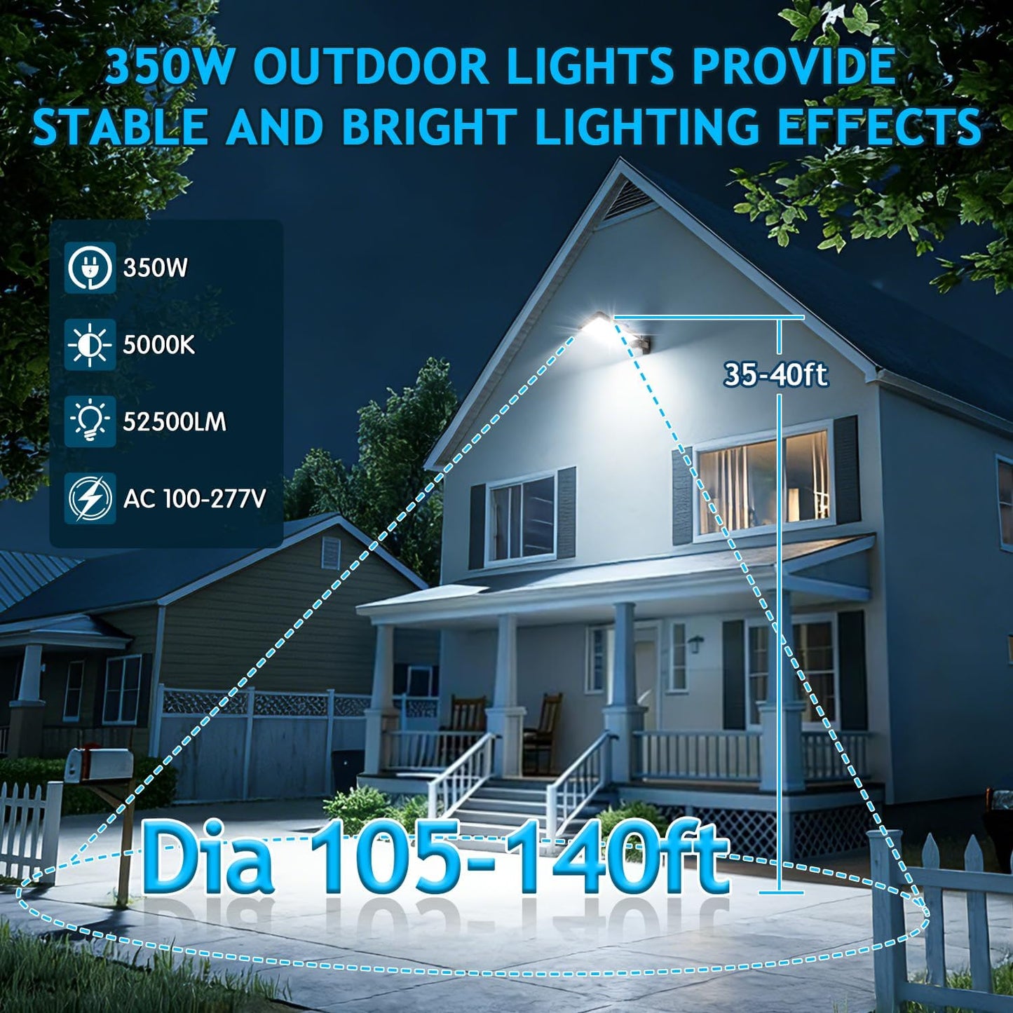 350W LED Parking Lot Light Dusk to Dawn Photocell 5000K Commercial Outdoor Area Light IP65 Waterproof 100-277V 52500LM Wall Mount 3 Pack 350W*3 Wall Mount